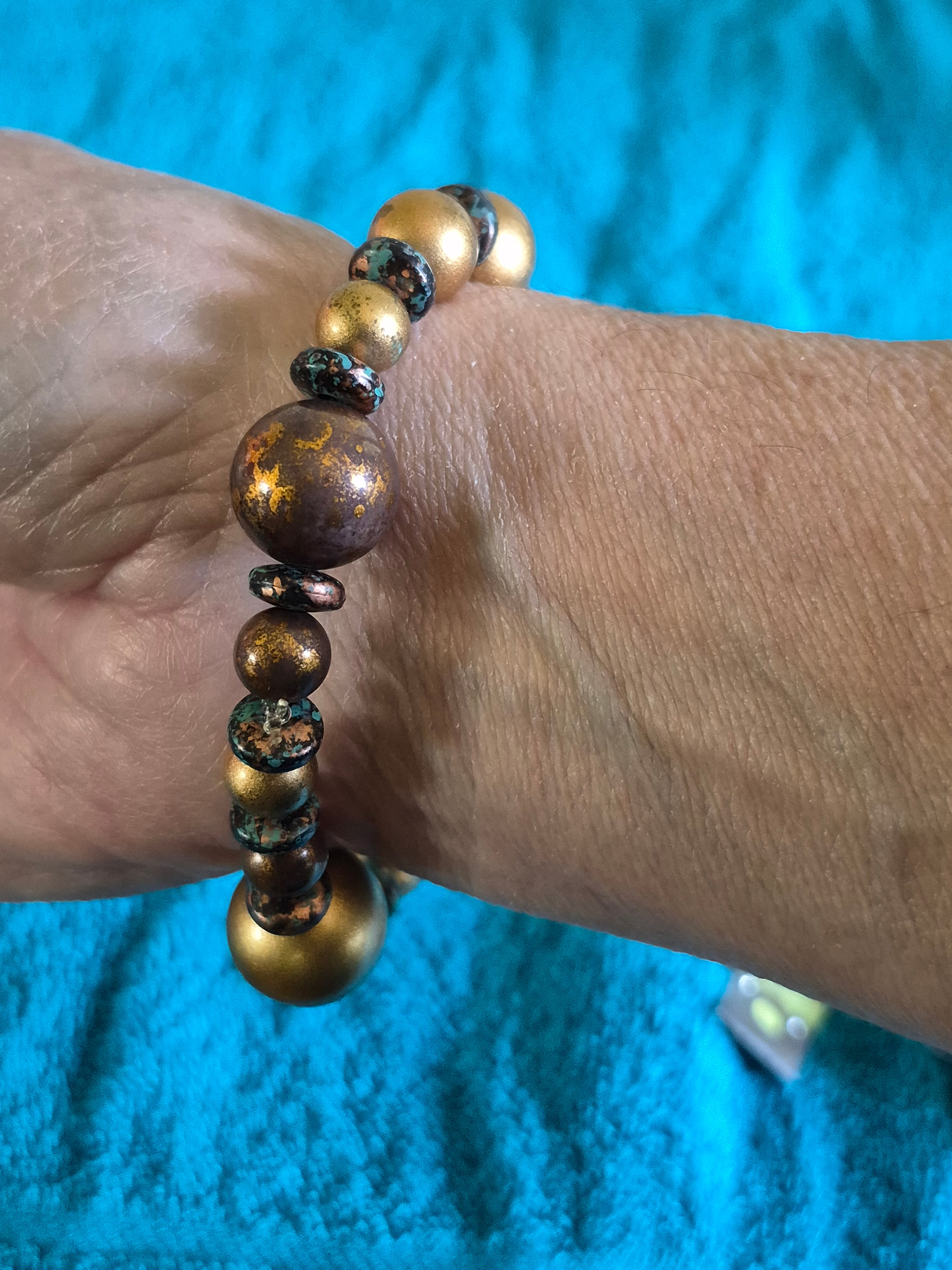 Gold and Bronze stretch bracelet