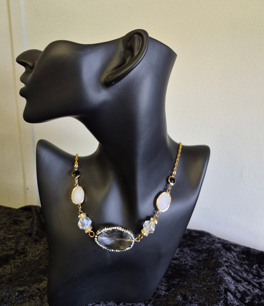 Elegant Crystal and Bead in Gold