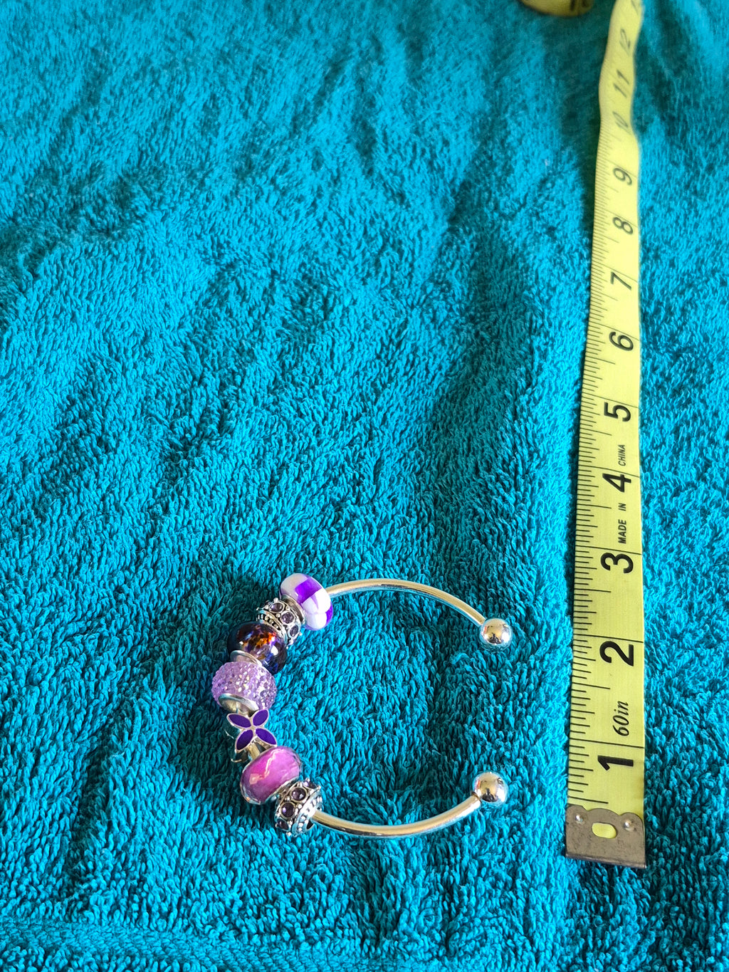 Purple European bead bangle bracelet