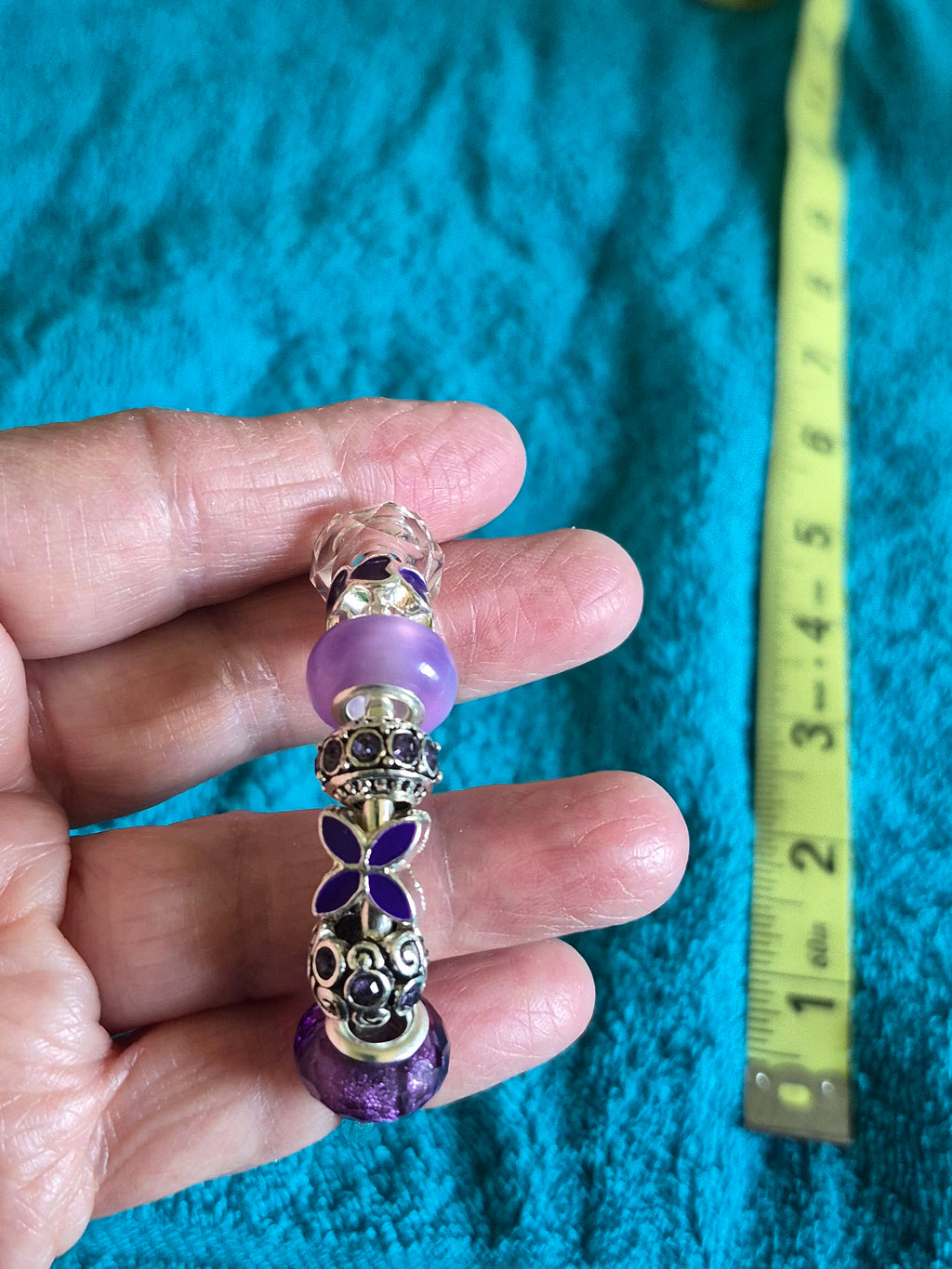 Purple European bead bangle bracelet