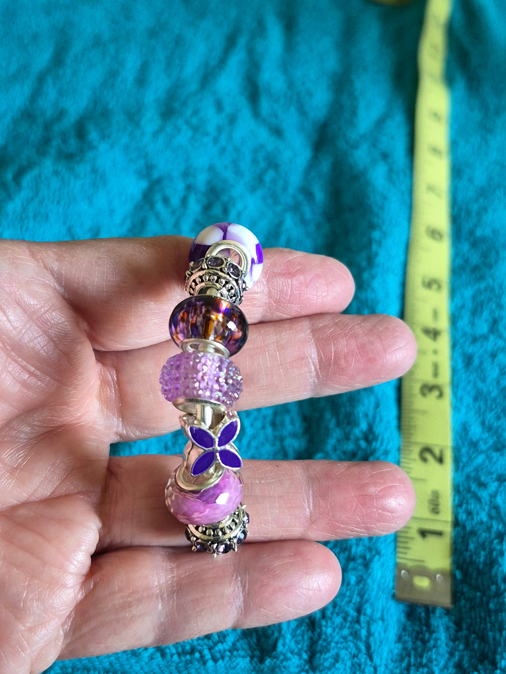 Purple European bead bangle bracelet