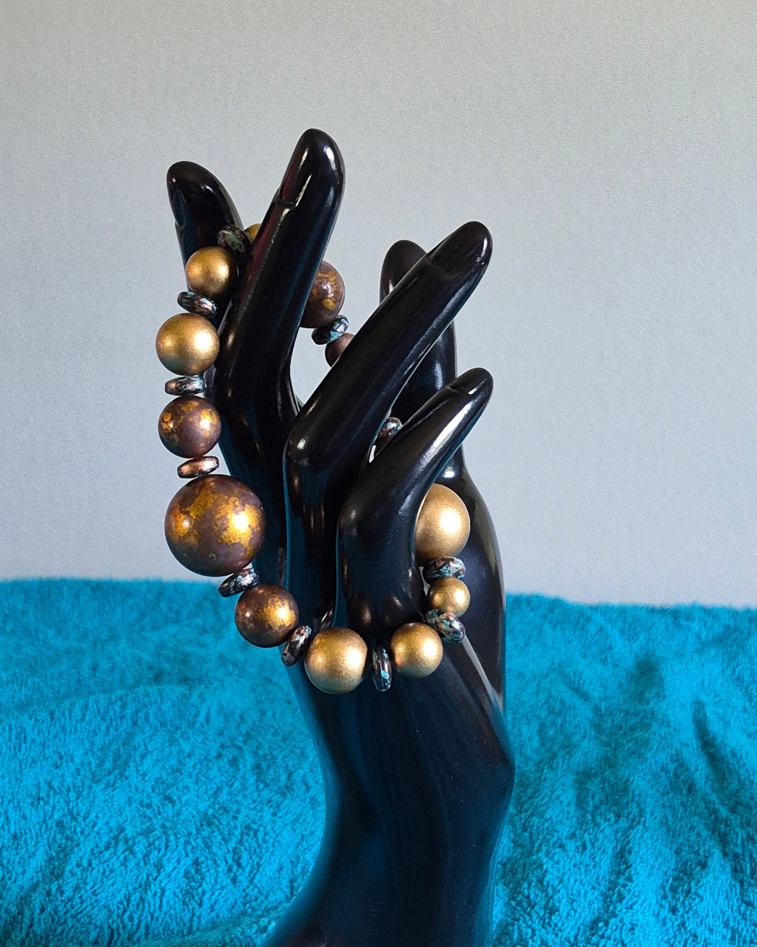 Gold and Bronze stretch bracelet