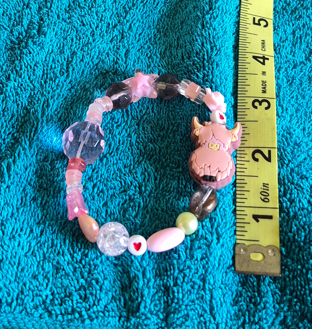 Whimsical Highland Cow stretch bracelet