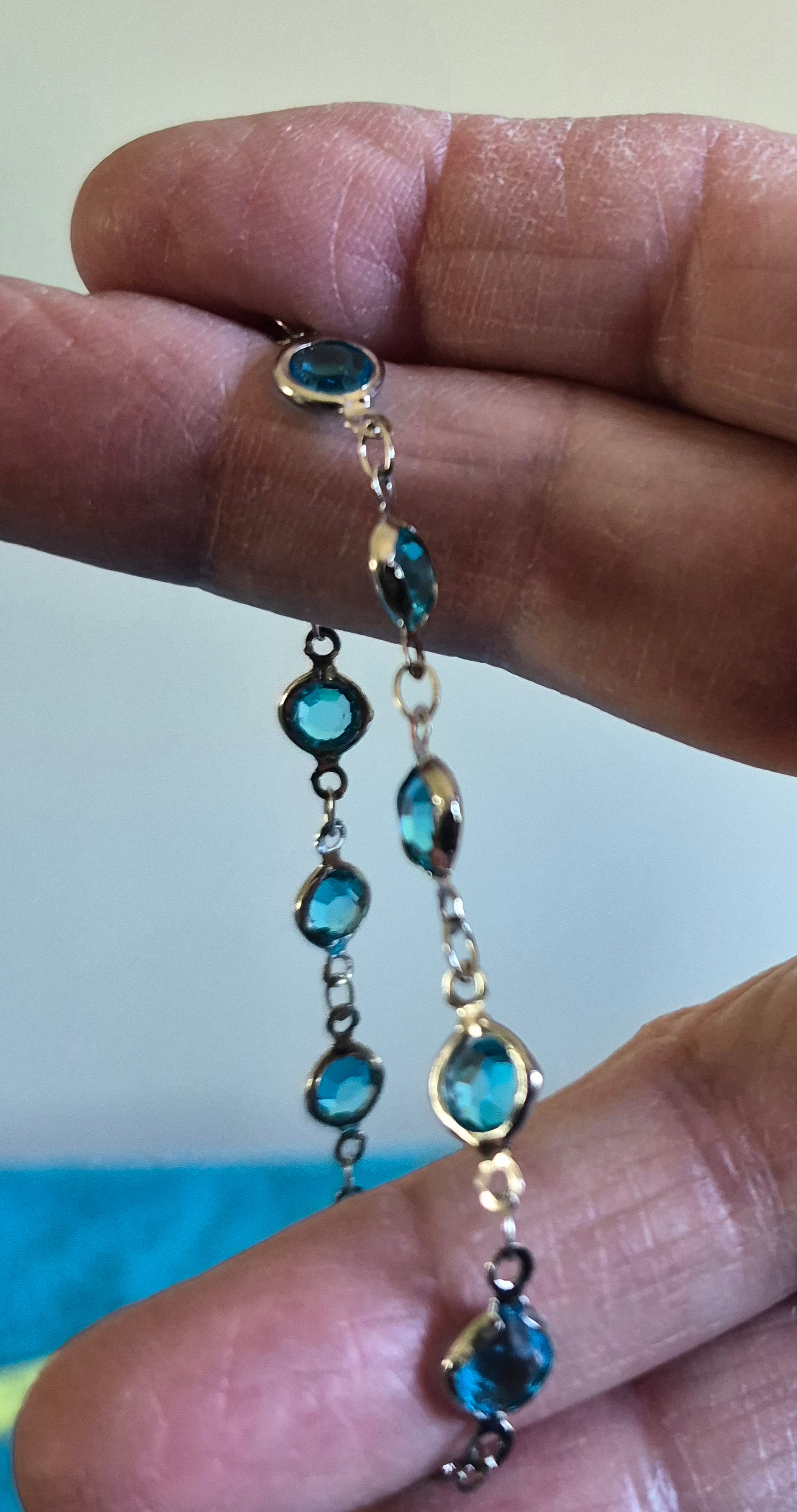 Glass Bead Silver Chain Necklace