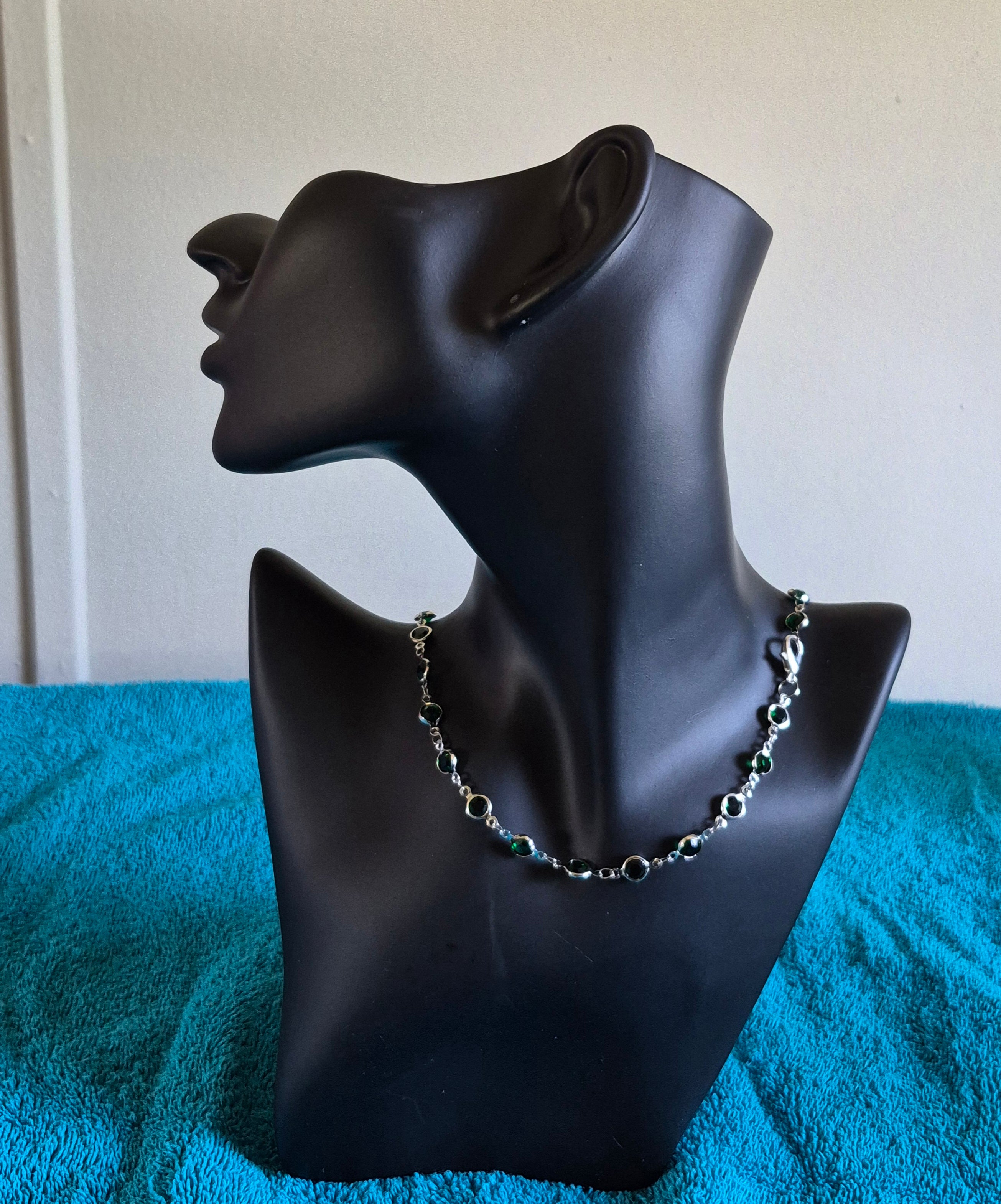 Glass Bead Silver Chain Necklace