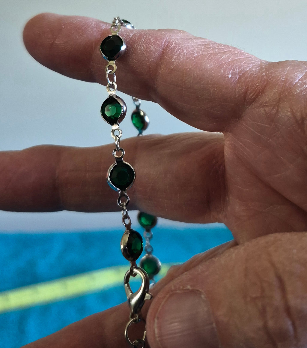 Glass Bead Silver Chain Necklace