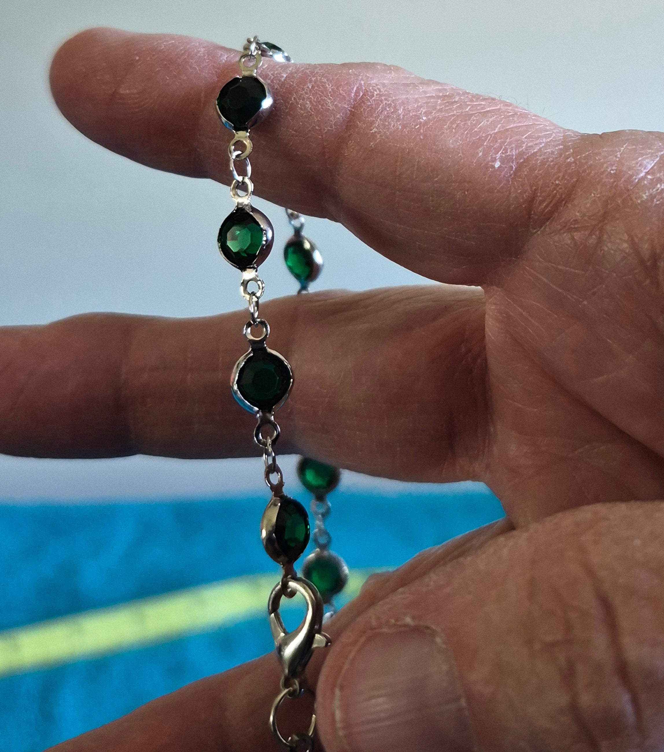Glass Bead Silver Chain Necklace